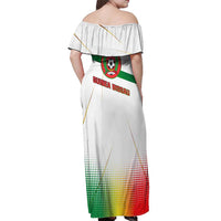 Guinea Bissau Off Shoulder Maxi Dress with White Green Red Gradient Design - Wonder Print Shop