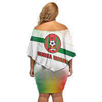 Guinea Bissau Off Shoulder Short Dress with White Green Red Gradient Design - Wonder Print Shop
