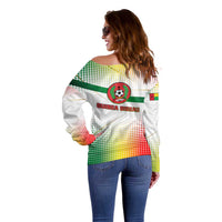 Guinea Bissau Off Shoulder Sweater with White Green Red Gradient Design - Wonder Print Shop