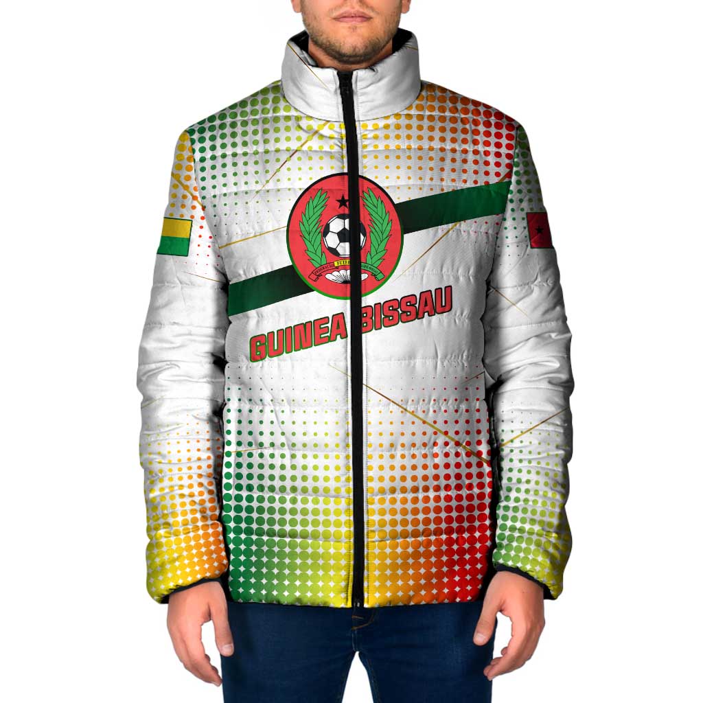 Guinea Bissau Padded Jacket with White Green Red Gradient Design - Wonder Print Shop