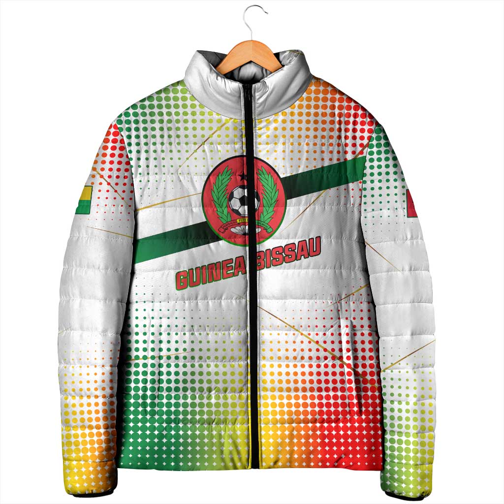 Guinea Bissau Padded Jacket with White Green Red Gradient Design - Wonder Print Shop