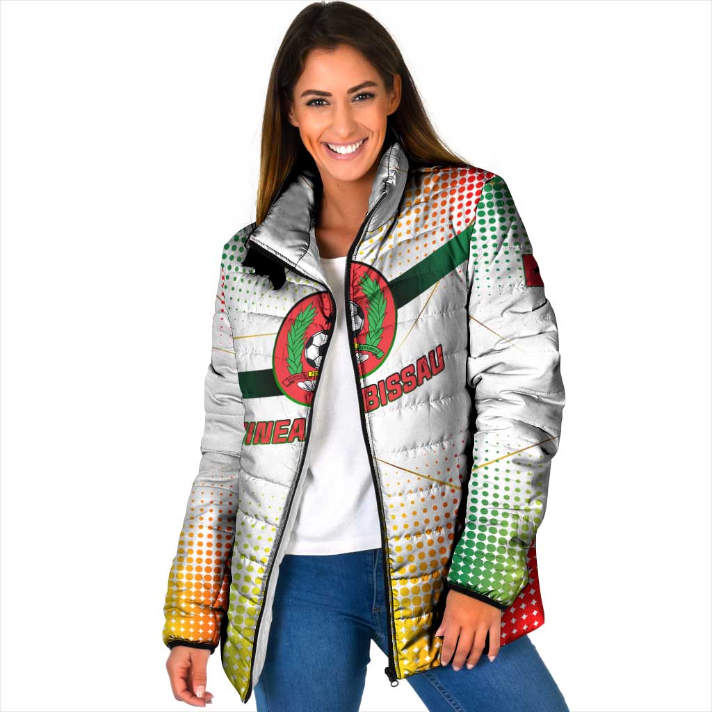 Guinea Bissau Padded Jacket with White Green Red Gradient Design - Wonder Print Shop