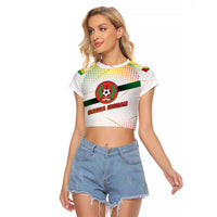 Guinea Bissau Raglan Cropped T Shirt with White Green Red Gradient Design - Wonder Print Shop