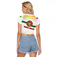 Guinea Bissau Raglan Cropped T Shirt with White Green Red Gradient Design - Wonder Print Shop