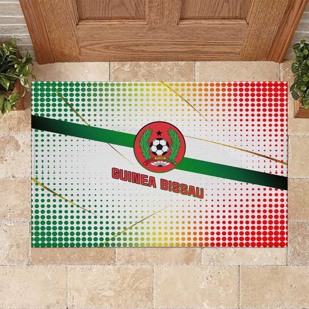 Guinea Bissau Rubber Doormat with White Green Red Gradient Design - Wonder Print Shop