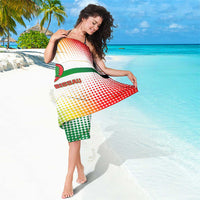Guinea Bissau Sarong with White Green Red Gradient Design - Wonder Print Shop