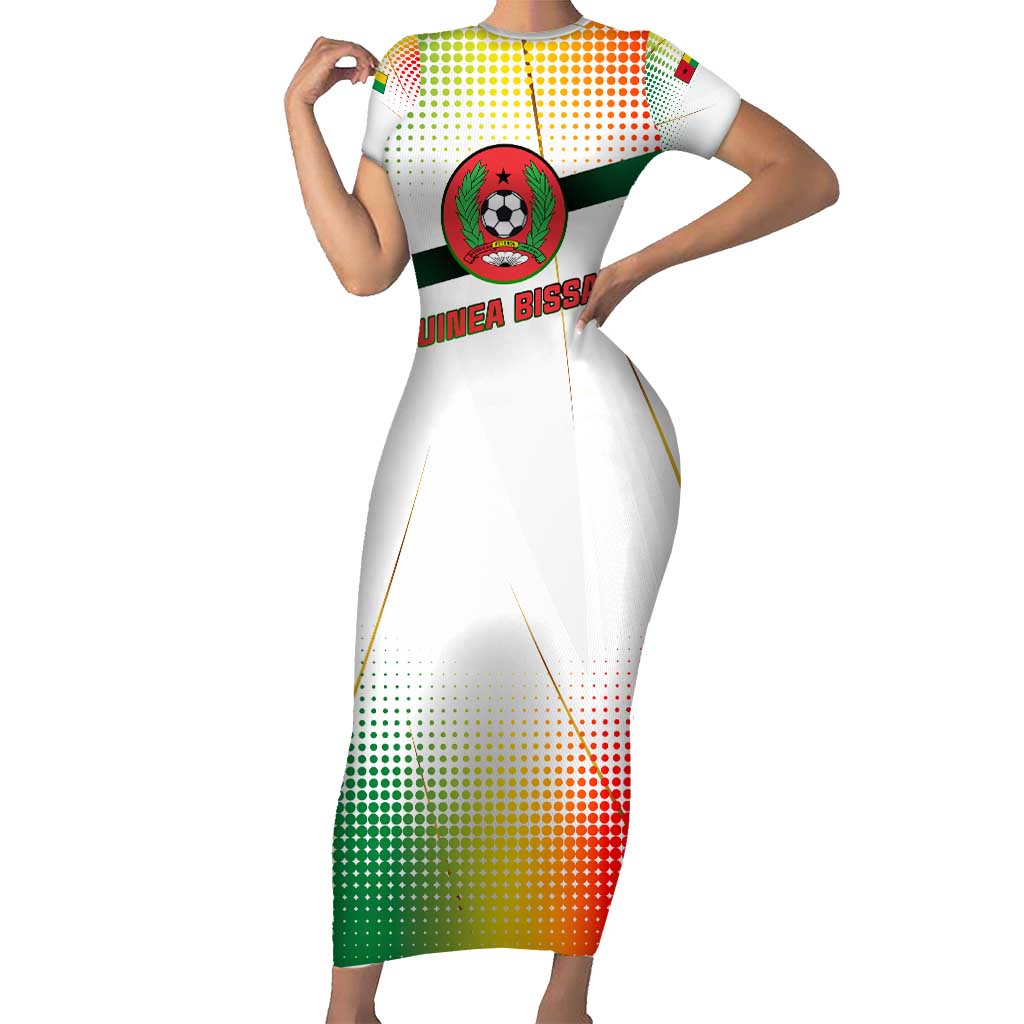 Guinea Bissau Short Sleeve Bodycon Dress with White Green Red Gradient Design - Wonder Print Shop
