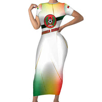 Guinea Bissau Short Sleeve Bodycon Dress with White Green Red Gradient Design - Wonder Print Shop