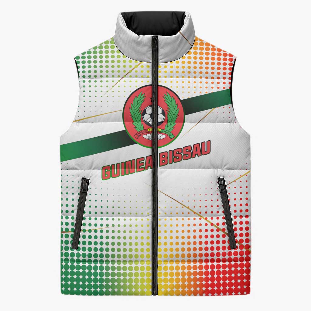 Guinea Bissau Sleeveless Puffer Jacket with White Green Red Gradient Design - Wonder Print Shop