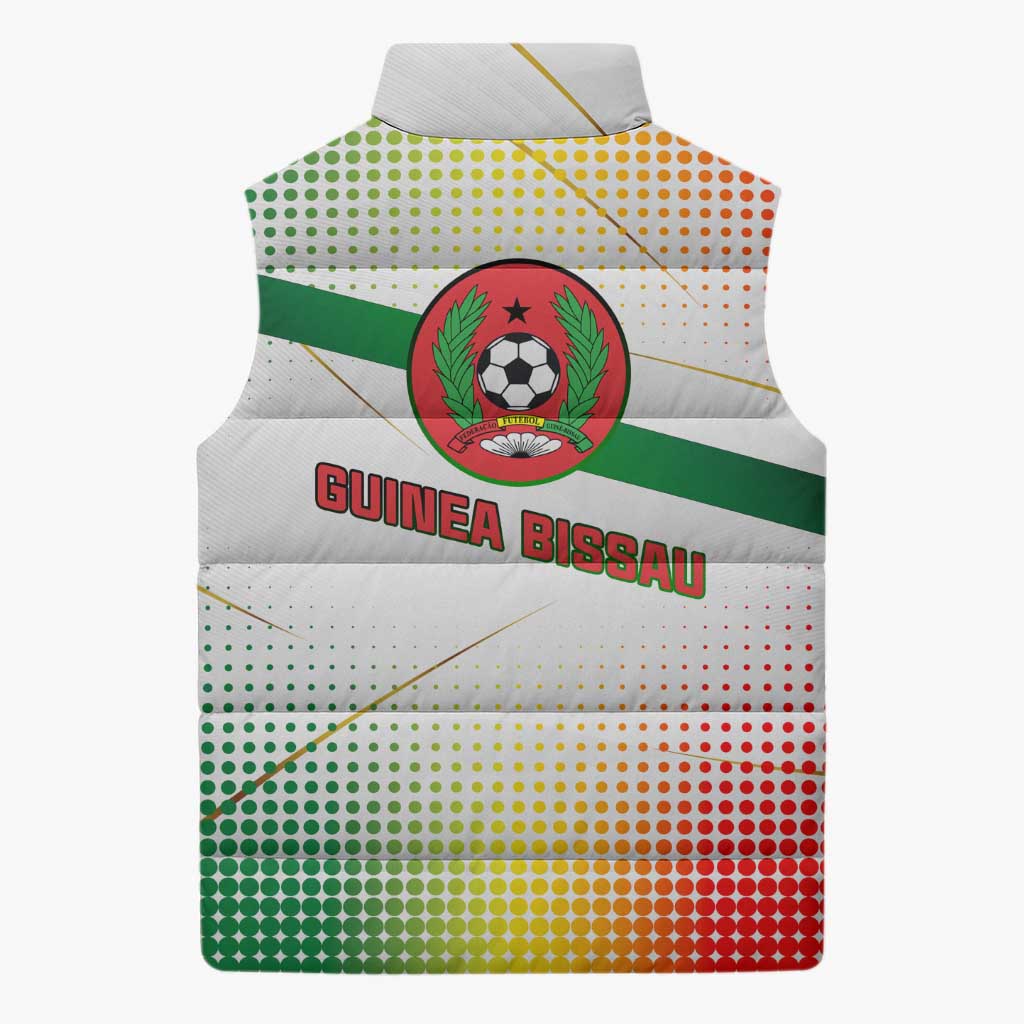 Guinea Bissau Sleeveless Puffer Jacket with White Green Red Gradient Design - Wonder Print Shop