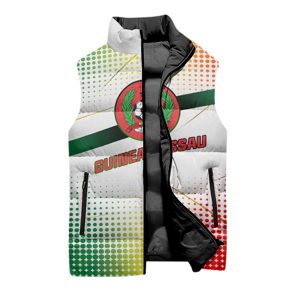 Guinea Bissau Sleeveless Puffer Jacket with White Green Red Gradient Design - Wonder Print Shop