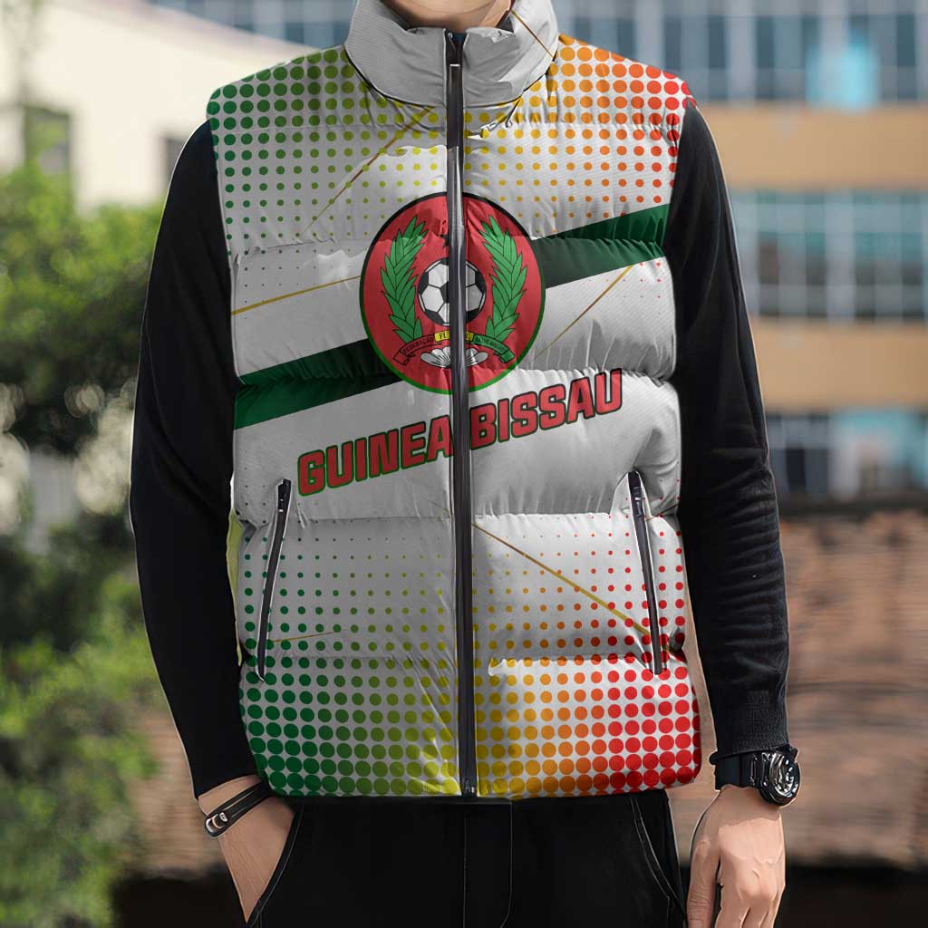 Guinea Bissau Sleeveless Puffer Jacket with White Green Red Gradient Design - Wonder Print Shop