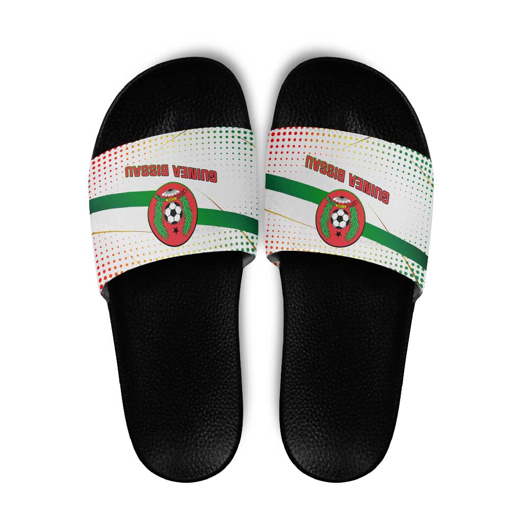 Guinea Bissau Slide Sandals with White Green Red Gradient Design - Wonder Print Shop