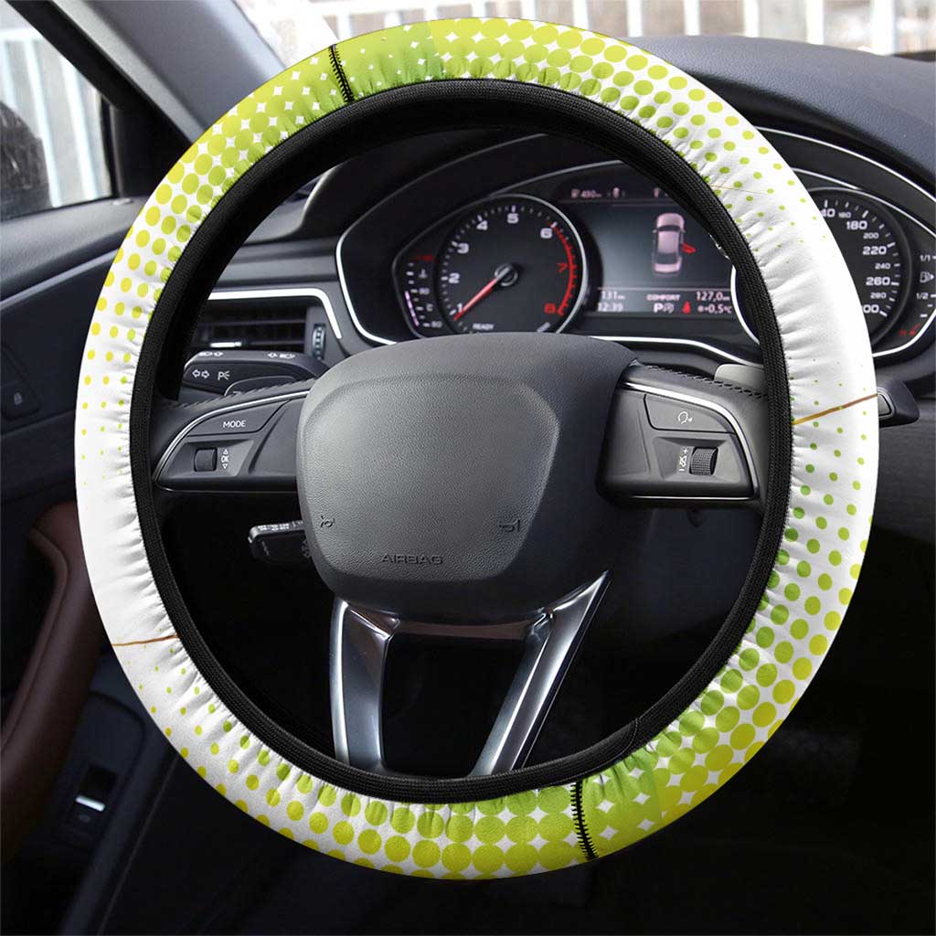 Guinea Bissau Steering Wheel Cover with White Green Red Gradient Design - Wonder Print Shop