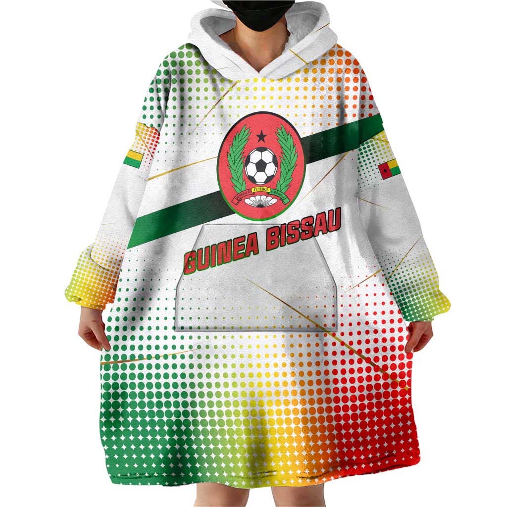 Guinea Bissau Wearable Blanket Hoodie with White Green Red Gradient Design - Wonder Print Shop
