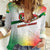 Guinea Bissau Women Casual Shirt with White Green Red Gradient Design - Wonder Print Shop