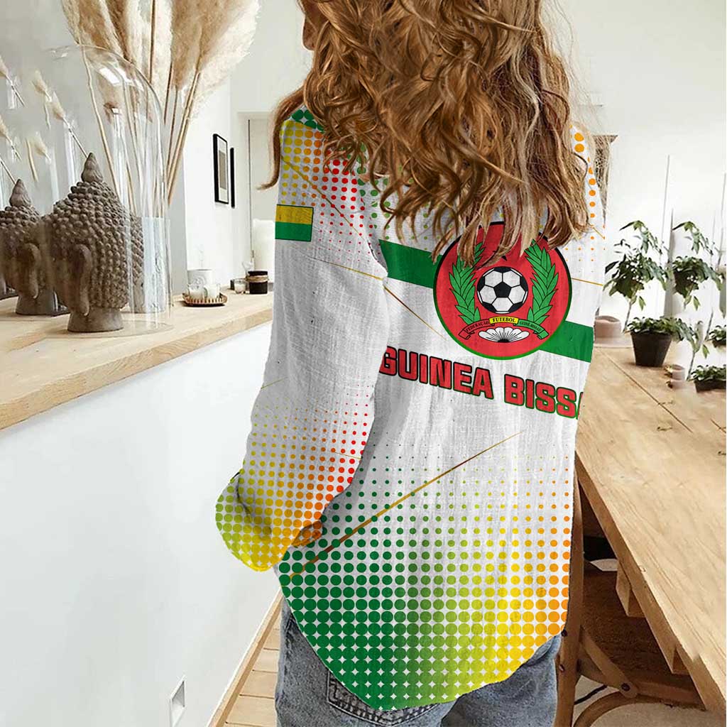 Guinea Bissau Women Casual Shirt with White Green Red Gradient Design - Wonder Print Shop