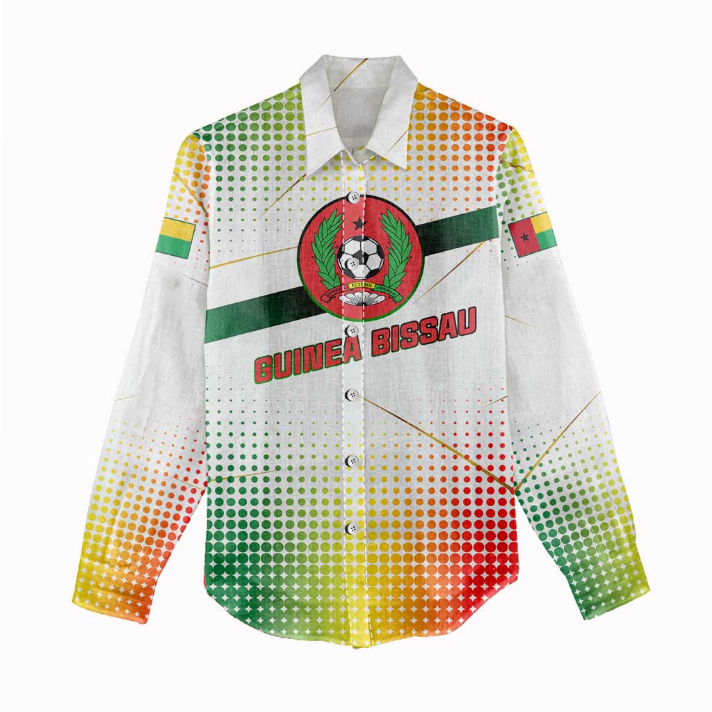 Guinea Bissau Women Casual Shirt with White Green Red Gradient Design - Wonder Print Shop