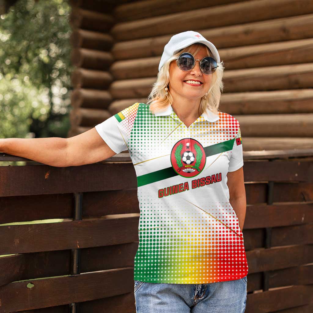 Guinea Bissau Women Polo Shirt with White Green Red Gradient Design - Wonder Print Shop