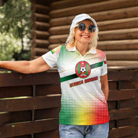 Guinea Bissau Women Polo Shirt with White Green Red Gradient Design - Wonder Print Shop