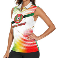Guinea Bissau Women Sleeveless Polo Shirt with White Green Red Gradient Design - Wonder Print Shop