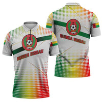 Guinea Bissau Zipper Polo Shirt with White Green Red Gradient Design - Wonder Print Shop