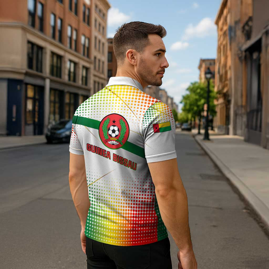 Guinea Bissau Zipper Polo Shirt with White Green Red Gradient Design - Wonder Print Shop