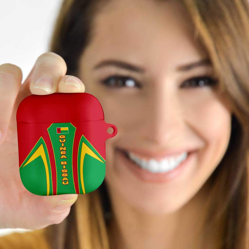Guinea Bissau AirPods Case with Red Green Yellow Stripe Design and Black Star - Wonder Print Shop