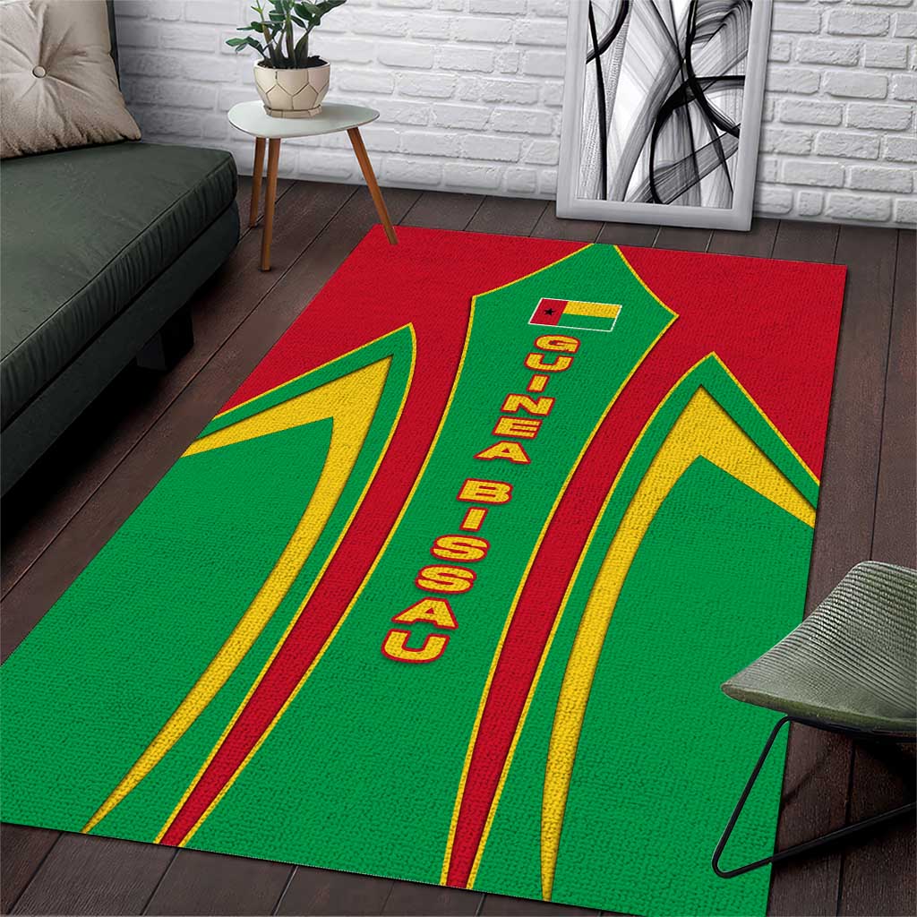 Guinea Bissau Area Rug with Red Green Yellow Stripe Design and Black Star - Wonder Print Shop