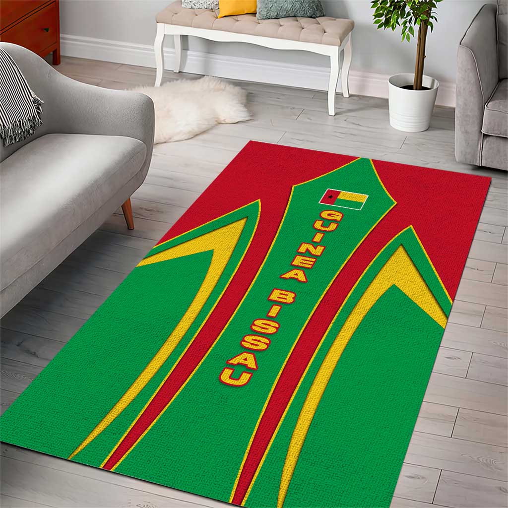 Guinea Bissau Area Rug with Red Green Yellow Stripe Design and Black Star - Wonder Print Shop
