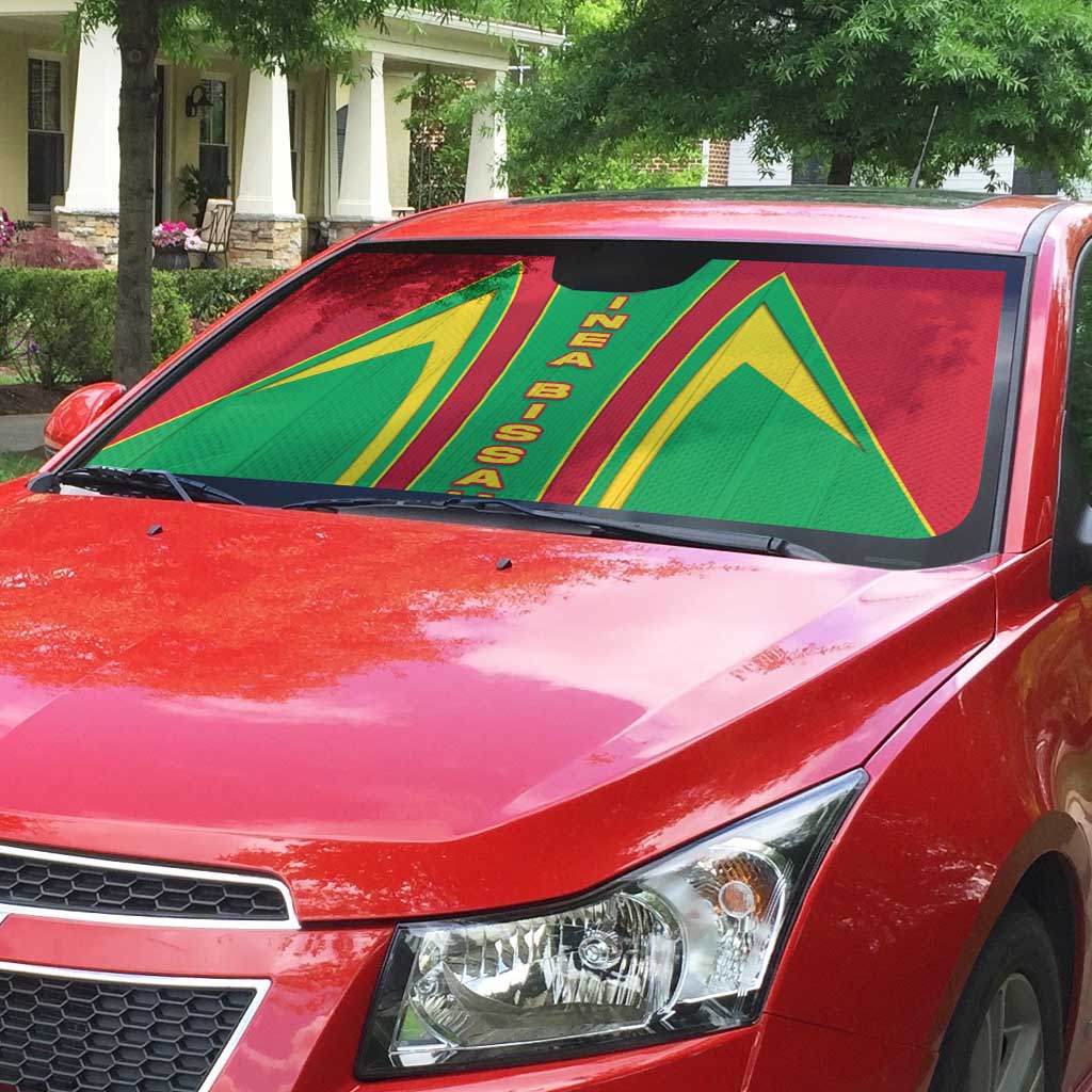 Guinea Bissau Auto Sun Shade with Red Green Yellow Stripe Design and Black Star - Wonder Print Shop