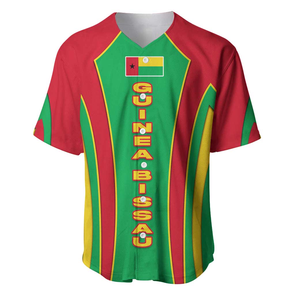 Guinea Bissau Baseball Jersey with Red Green Yellow Stripe Design and Black Star - Wonder Print Shop
