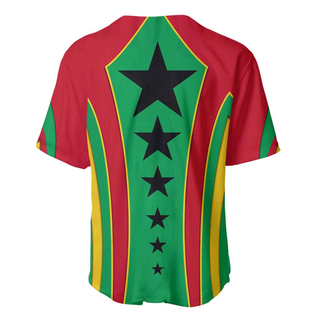 Guinea Bissau Baseball Jersey with Red Green Yellow Stripe Design and Black Star - Wonder Print Shop
