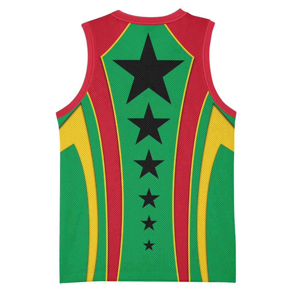 Guinea Bissau Basketball Jersey with Red Green Yellow Stripe Design and Black Star - Wonder Print Shop