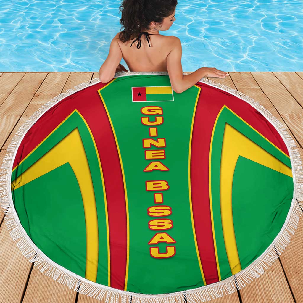 Guinea Bissau Beach Blanket with Red Green Yellow Stripe Design and Black Star - Wonder Print Shop
