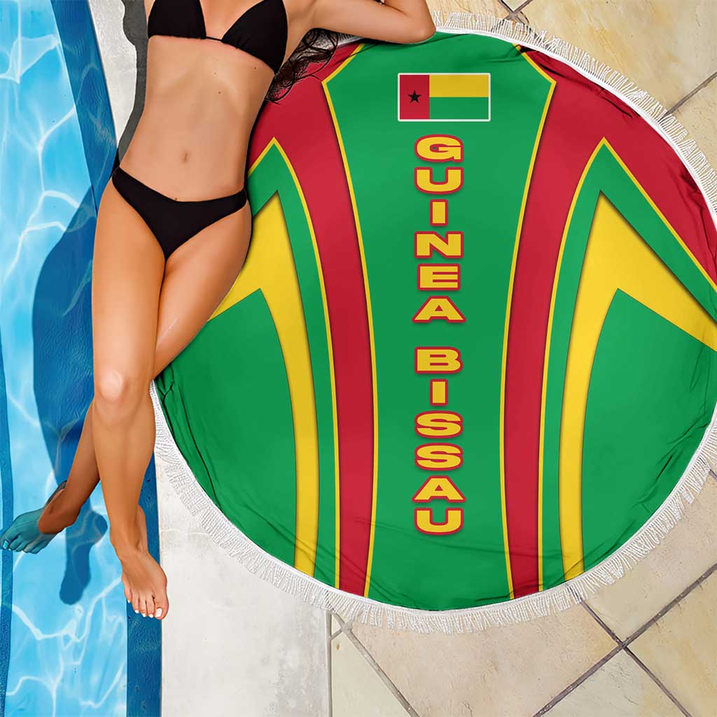 Guinea Bissau Beach Blanket with Red Green Yellow Stripe Design and Black Star - Wonder Print Shop