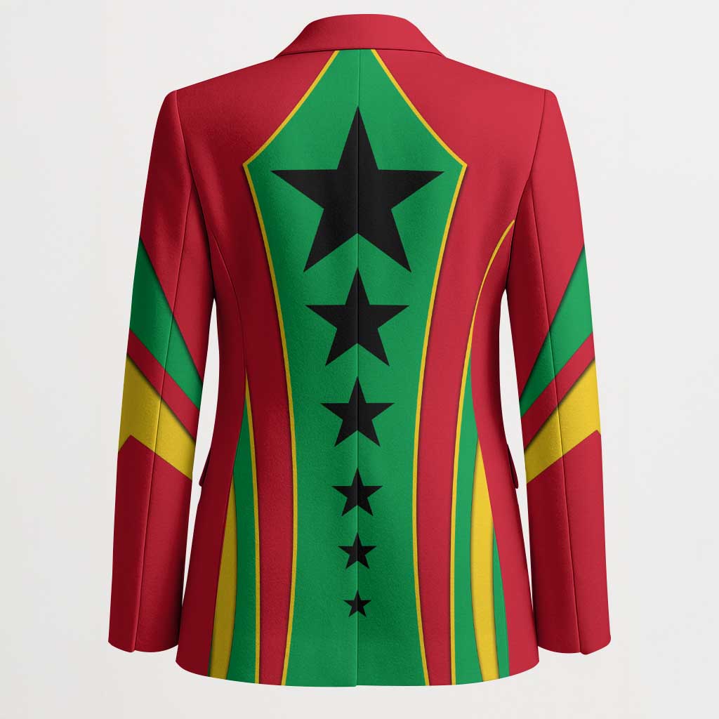 Guinea Bissau Blazer with Red Green Yellow Stripe Design and Black Star - Wonder Print Shop