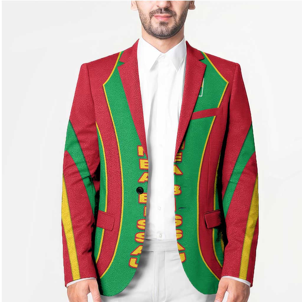 Guinea Bissau Blazer with Red Green Yellow Stripe Design and Black Star - Wonder Print Shop
