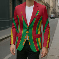 Guinea Bissau Blazer with Red Green Yellow Stripe Design and Black Star - Wonder Print Shop