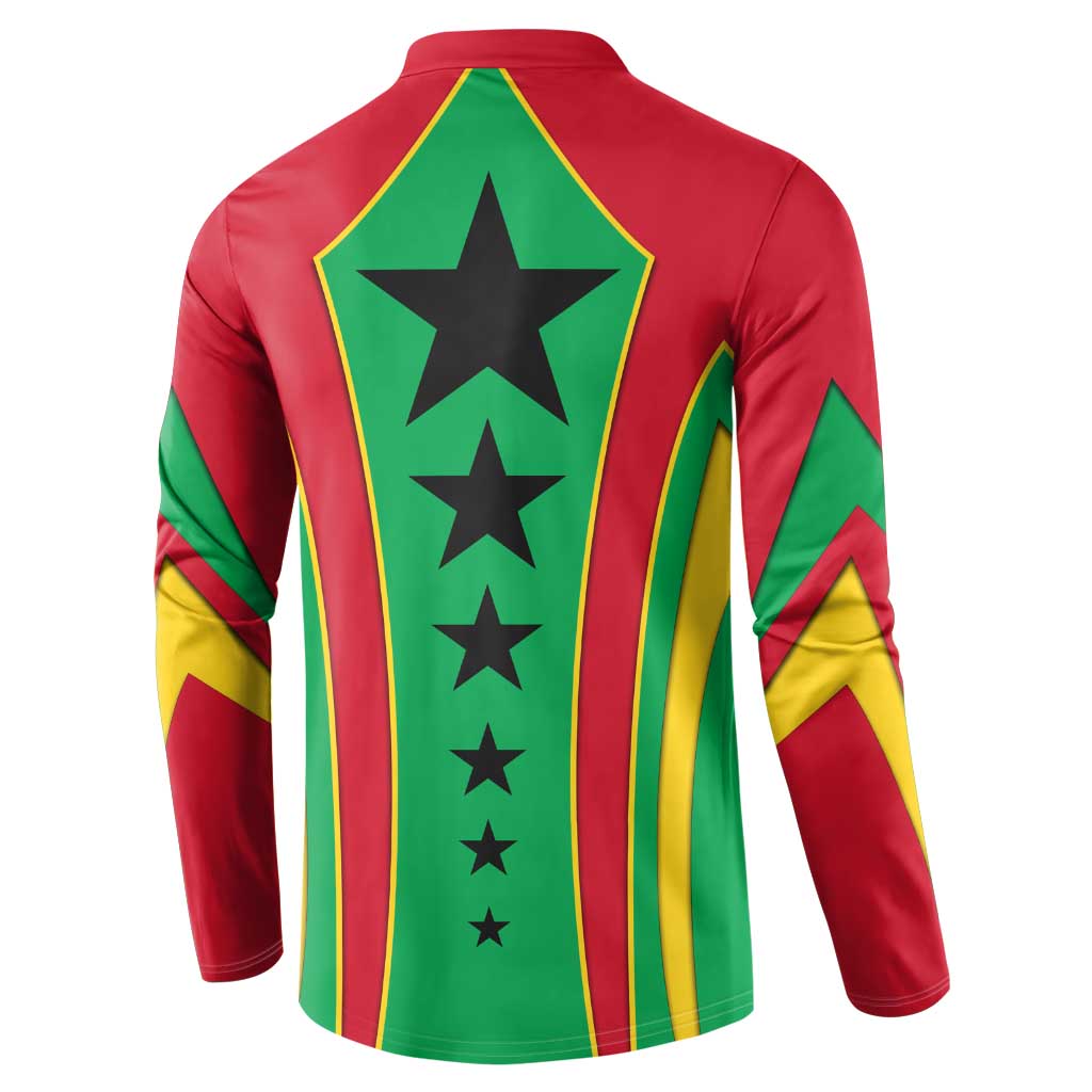 Guinea Bissau Button Sweatshirt with Red Green Yellow Stripe Design and Black Star - Wonder Print Shop