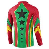 Guinea Bissau Button Sweatshirt with Red Green Yellow Stripe Design and Black Star - Wonder Print Shop