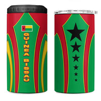 Guinea Bissau 4 in 1 Can Cooler Tumbler with Red Green Yellow Stripe Design and Black Star - Wonder Print Shop