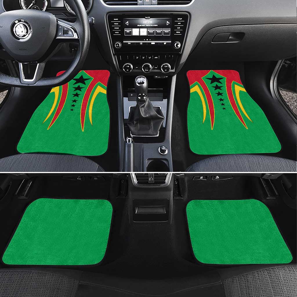 Guinea Bissau Car Mats with Red Green Yellow Stripe Design and Black Star - Wonder Print Shop
