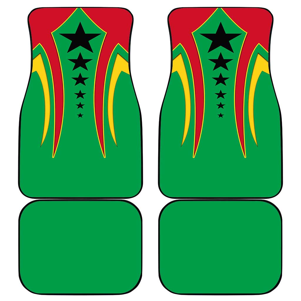 Guinea Bissau Car Mats with Red Green Yellow Stripe Design and Black Star - Wonder Print Shop