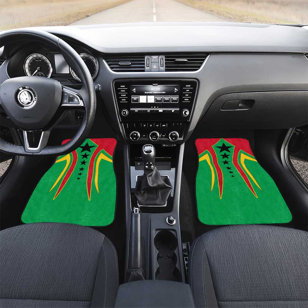 Guinea Bissau Car Mats with Red Green Yellow Stripe Design and Black Star - Wonder Print Shop