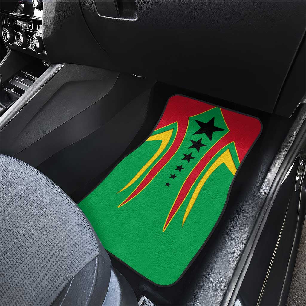 Guinea Bissau Car Mats with Red Green Yellow Stripe Design and Black Star - Wonder Print Shop