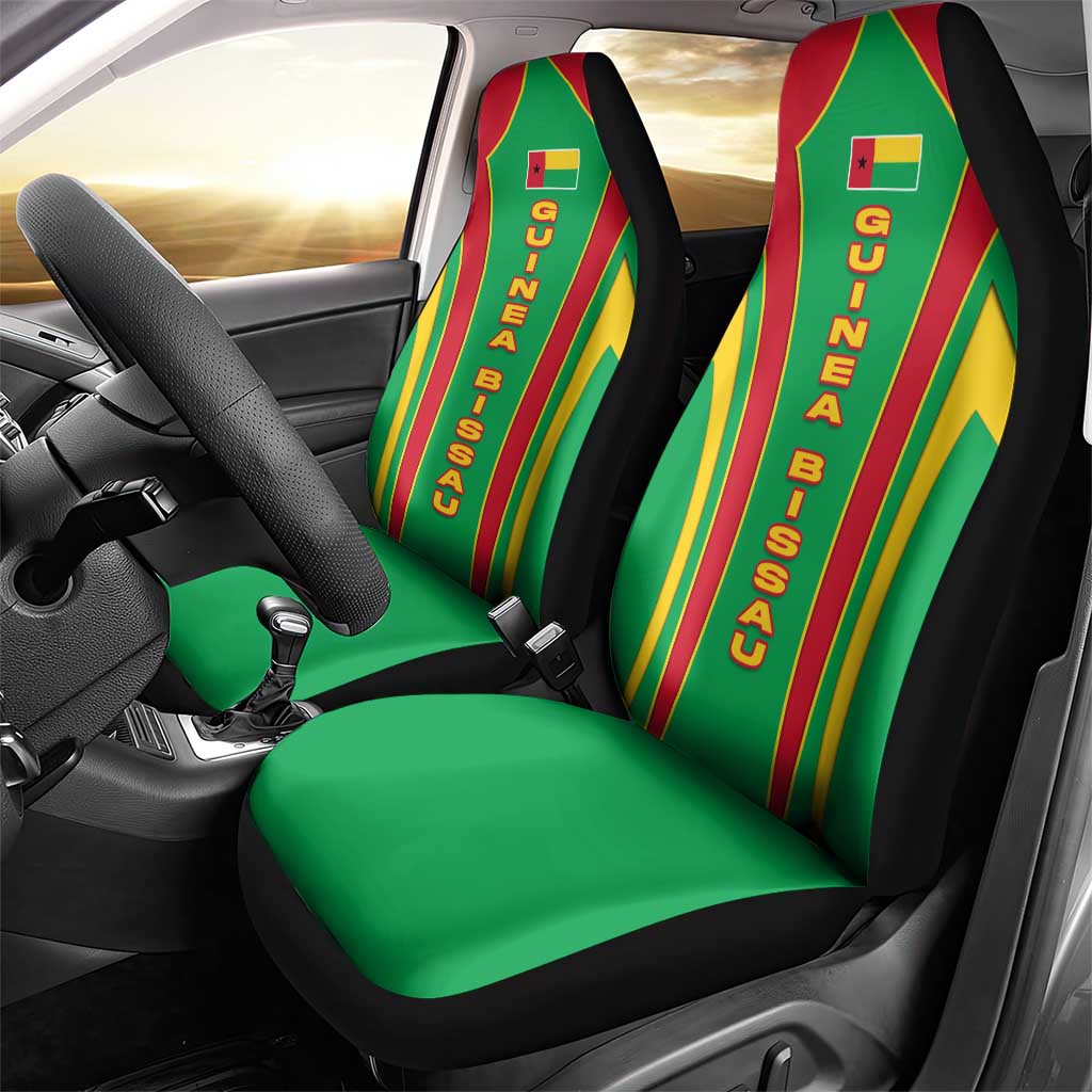 Guinea Bissau Car Seat Cover with Red Green Yellow Stripe Design and Black Star - Wonder Print Shop