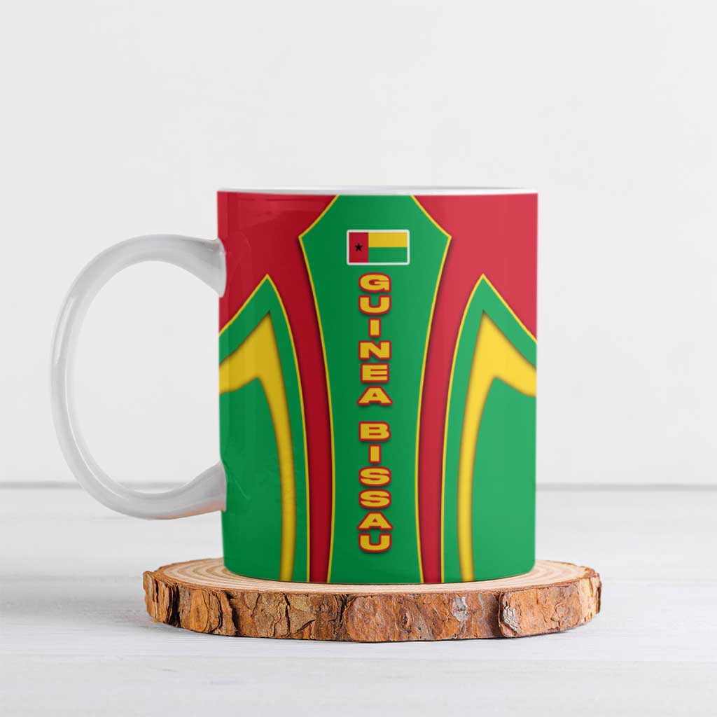 Guinea Bissau Ceramic Mug with Red Green Yellow Stripe Design and Black Star - Wonder Print Shop