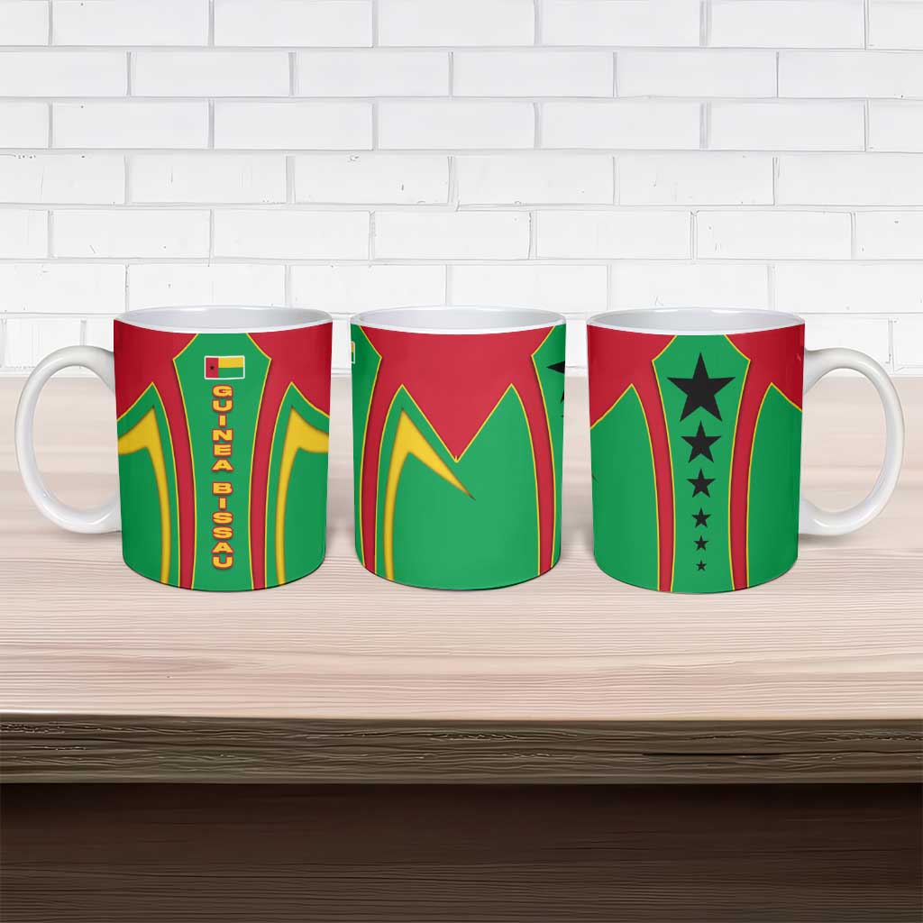 Guinea Bissau Ceramic Mug with Red Green Yellow Stripe Design and Black Star - Wonder Print Shop