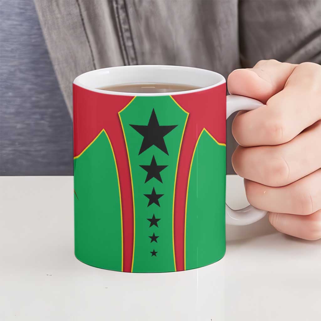 Guinea Bissau Ceramic Mug with Red Green Yellow Stripe Design and Black Star - Wonder Print Shop